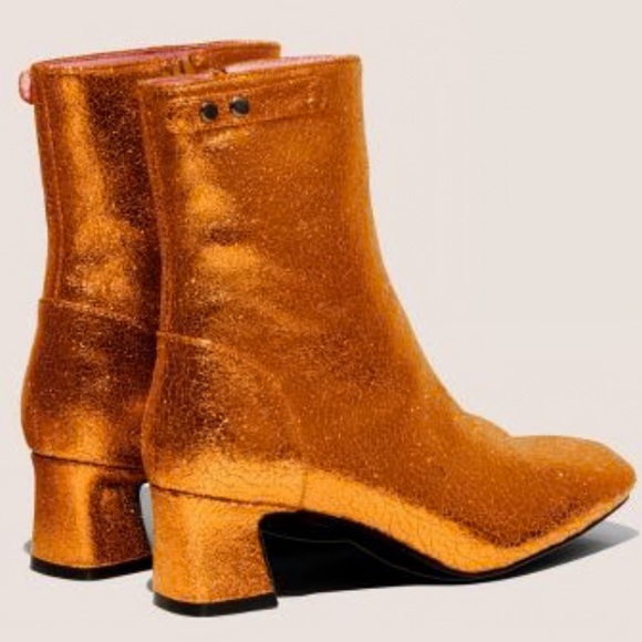 Gini & Albert Bronze Orange Supple Leather Ankle Boots - NWT, size 6